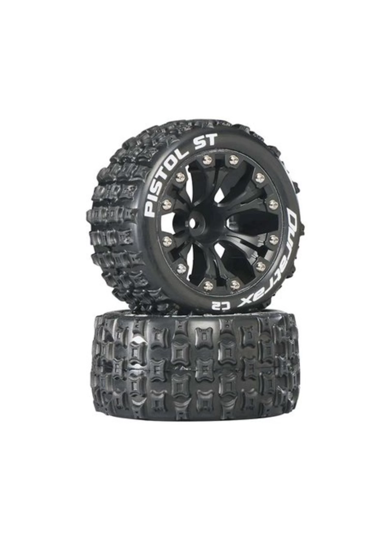 DTXC3556 Duratrax Pistol ST 2.8'' Mounted 1/2'' Offset C2 Tires, Black (2) 1 DTXC3556 Duratrax Pistol ST 2.8'' Mounted 1/2'' Offset C2 Tires, Black (2)