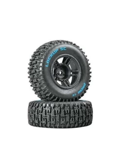 DTXC3670 Duratrax Lockup SC Tire C2 Mounted Black Front Slash(2)