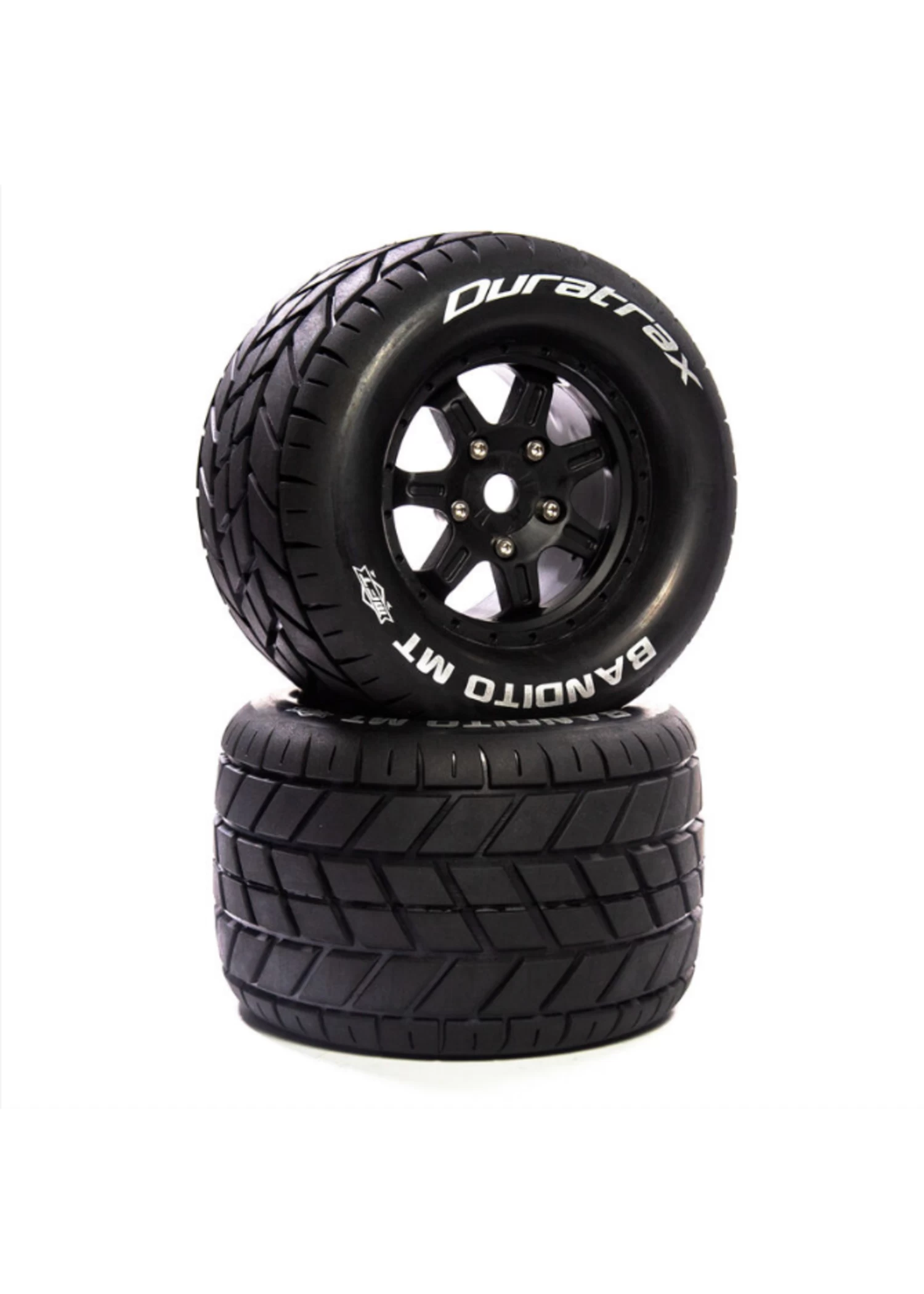 DTXC5626 Duratrax Bandito MT Belt 3.8" Mounted Front/Rear Tires 0 Offset 17mm, Black (2) 1 DTXC5626 Duratrax Bandito MT Belt 3.8" Mounted Front/Rear Tires 0 Offset 17mm, Black (2)