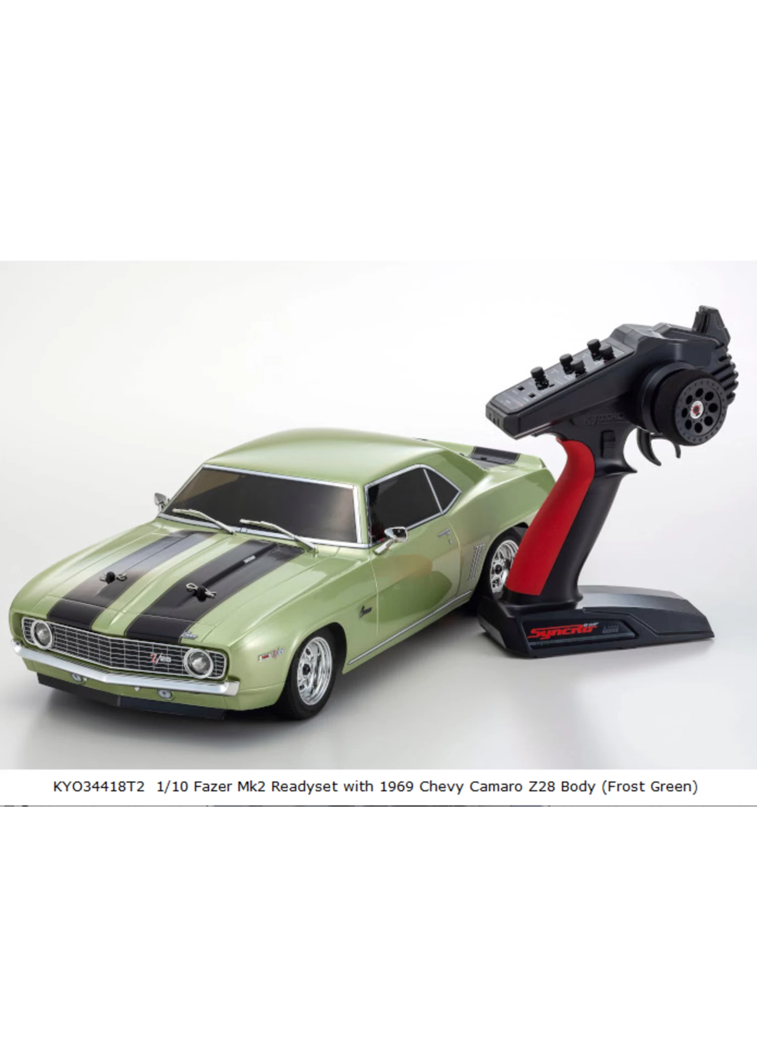 KYO34418T2 Kyosho 1/10 Fazer Mk2 Readyset W/1969 Chevy Camaro Z28 Body (Green) 1 KYO34418T2 Kyosho 1/10 Fazer Mk2 Readyset W/1969 Chevy Camaro Z28 Body (Green)