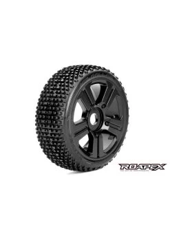 ROPR5003-B Roapex Roller 1/8 Buggy Tires, Mounted On Black Wheels, 17mm Hex (1 Pair)