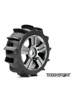 ROPR5004-CB Roapex Paddle 1/8 Buggy Tires, Mounted On Chrome Black Wheels, 17mm Hex (1 Pair)