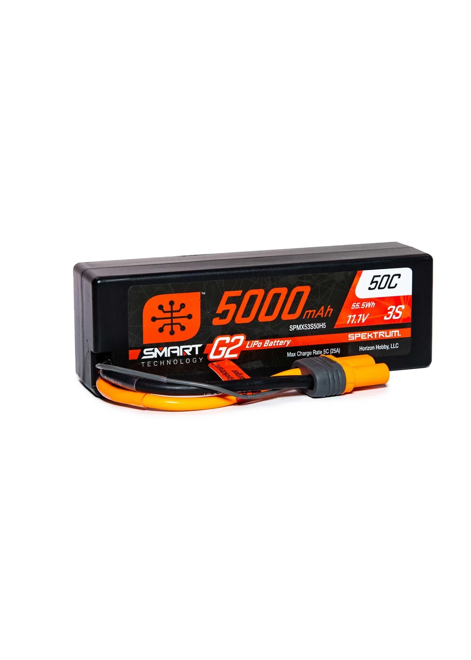 SPMX53S50H5 Spektrum 11.1V 5000mAh 3S 50C Smart LiPo G2 Hard Case: IC5 1 SPMX53S50H5 Spektrum 11.1V 5000mAh 3S 50C Smart LiPo G2 Hard Case: IC5
