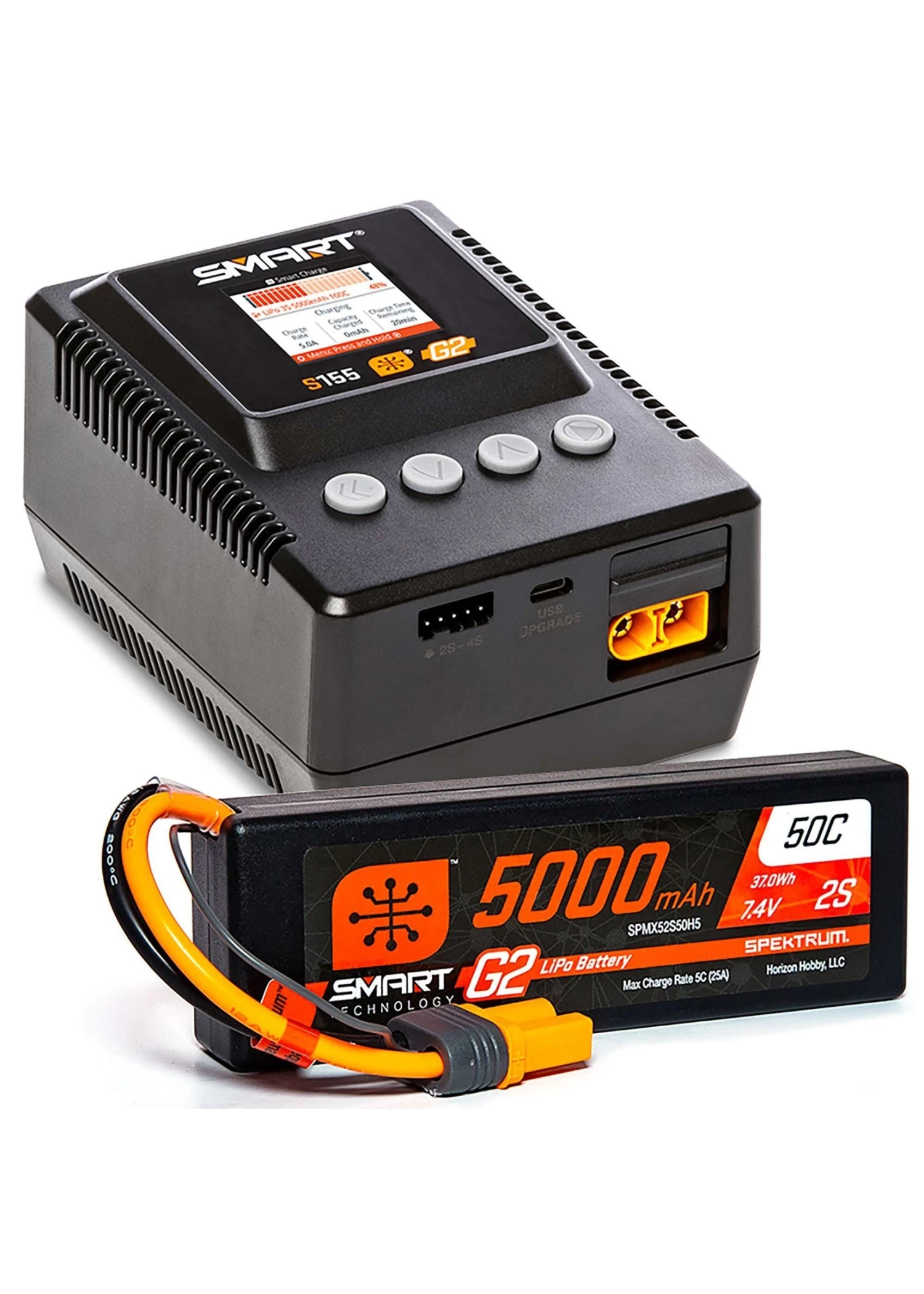 SPMXPSS200 Spektrum Smart Powerstage Surface Bundle: 5000mAh 2S LiPo Battery IC5/ S155 Charger 1 SPMXPSS200 Spektrum Smart Powerstage Surface Bundle: 5000mAh 2S LiPo Battery IC5/ S155 Charger