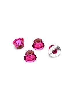 TRA1747P Traxxas Nuts, Aluminum, Flanged, Serrated (4mm) (pink-anodized) (4)