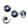TRA1747R Traxxas Nuts, Aluminum, Flanged, Serrated (4mm) (blue-anodized) (4)