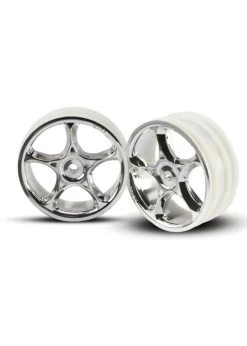 TRA2473 Traxxas Wheels, Tracer 2.2' (chrome) (2) (Bandit Front)