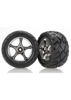 TRA2478R Traxxas Tires & Wheels, Assembled (Tracer 2.2' Chrome Wheels, Anaconda 2.2' Tires With Foam Inserts) (2) (Bandit Rear)