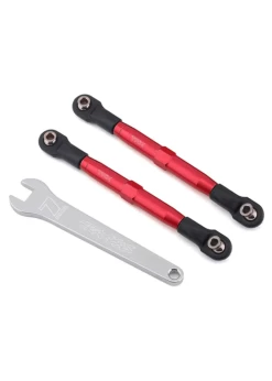 TRA3643R Traxxas Camber Links, Front (TUBES Red-anodized, 7075-T6 Aluminum, Stronger Than Titanium) (83mm) (2)/ Rod Ends (4)/ Aluminum Wrench (1) (#2579 3x15 BCS (4) Required For Installation)