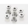 TRA3647 Traxxas Nuts, 4mm Flanged Nylon Locking (steel, Serrated) (8)