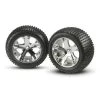 TRA3770 Traxxas Tires & Wheels, Assembled, Glued (2.8') (All-Star Chrome Wheels, Alias Tires, Foam Inserts) (2WD Electric Rear) (2)