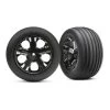 TRA3771A Traxxas Tires & Wheels, Assembled, Glued (2.8') (All-Star Black Chrome Wheels, Ribbed Tires, Foam Inserts) (electric Front) (2)