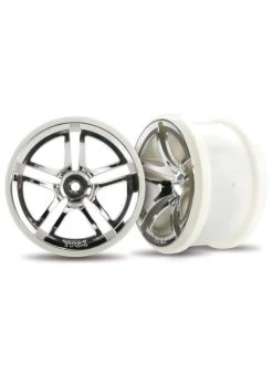 TRA3774 Traxxas Wheels, Twin-Spoke 2.8' (chrome) (2WD Electric Rear) (2)