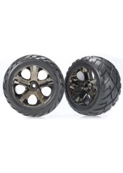 TRA3776A Traxxas Tires & Wheels, Assembled, Glued (All-Star Black Chrome Wheels, Anaconda Tires, Foam Inserts) (nitro Rear/ Electric Front) (1 Left, 1 Right)