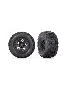 TRA3778 Traxxas Tires & Wheels, Assembled, Glued (black 2.8' Wheels, Sledgehammer Tires, Foam Inserts) (electric Rear) (2) (TSM Rated)