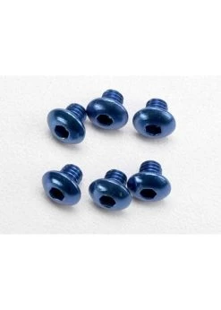 TRA3940 Traxxas Screws, 4x4mm Button-head Machine, Aluminum (blue) (hex Drive) (6)