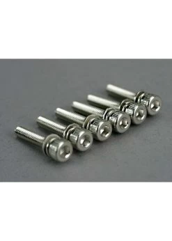 TRA5142 Traxxas Screws, 3x15mm Cap-head Machine (hex Drive) (with Split And Flat Washers) (6)