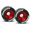 TRA5186 Traxxas Wheels, Aluminum (red-anodized) (2)/ 5x8mm Ball Bearings (4)/ Axles (2)/ Rubber Tires (2)