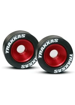 TRA5186 Traxxas Wheels, Aluminum (red-anodized) (2)/ 5x8mm Ball Bearings (4)/ Axles (2)/ Rubber Tires (2)