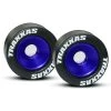 TRA5186A Traxxas Wheels, Aluminum (blue-anodized) (2)/ 5x8mm Ball Bearings (4)/ Axles (2)/ Rubber Tires (2)