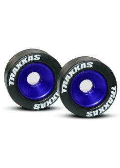TRA5186A Traxxas Wheels, Aluminum (blue-anodized) (2)/ 5x8mm Ball Bearings (4)/ Axles (2)/ Rubber Tires (2)
