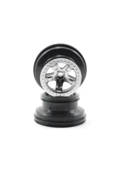 TRA5872 Traxxas Wheels, SCT Satin Chrome, Beadlock Style, Dual Profile (2.2' Outer, 3.0' Inner) (4WD Front/rear, 2WD Rear Only)