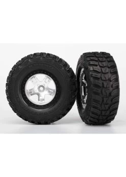 TRA5880 Traxxas Tires & Wheels, Assembled, Glued(SCT Satin Chrome, Black Beadlock Style Wheels, Kumho Tires, Foam Inserts) (2) (4WD Front/rear, 2WD Rear Only)