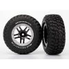 TRA5883 Traxxas Tires & Wheels, Assembled, Glued (SCT Split-Spoke, Black, Satin Chrome Beadlock Wheels, BFGoodrich Mud-Terrain™T/A KM2 Tire, Foam Inserts) (2) (4WD F/r, 2WD Rear)