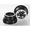 TRA5886 Traxxas Wheels, SCT Split-Spoke, Black, Satin Chrome Beadlock Style, Dual Profile (2.2' Outer, 3.0' Inner) (2WD Front) (2)