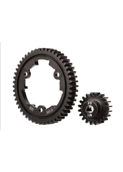 TRA6450 Traxxas Spur Gear, 50-tooth, Steel (wide-face)/ Gear, 20-T Pinion (1.0 Metric Pitch) (fits 5mm Shaft)/ Set Screw XRT