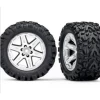 TRA6773R Traxxas Tires & Wheels, Assembled, Glued (2.8') (RXT Satin Chrome Wheels, Talon Extreme Tires, Foam Inserts) (4WD Electric Front/rear, 2WD Electric Front Only) (2) (TSM Rated)