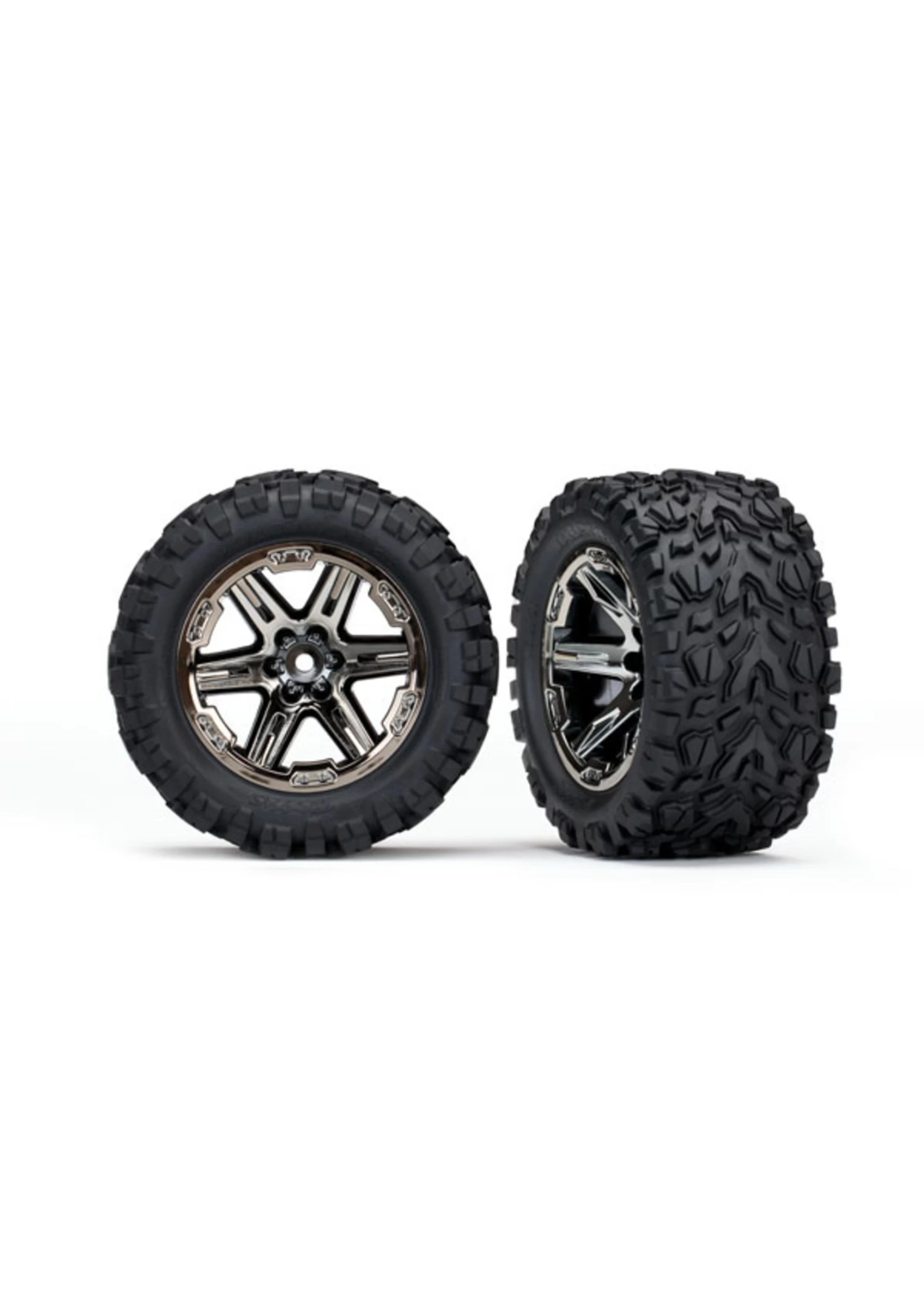TRA6773X Traxxas Tires & Wheels, Assembled, Glued (2.8') (RXT Black Chrome Wheels, Talon Extreme Tires, Foam Inserts) (4WD Electric Front/rear, 2WD Electric Front Only) (2) (TSM Rated) 1 TRA6773X Traxxas Tires & Wheels, Assembled, Glued (2.8') (RXT Black Chrome Wheels, Talon Extreme Tires, Foam Inserts) (4WD Electric Front/rear, 2WD Electric Front Only) (2) (TSM Rated)