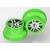 TRA6872X Traxxas Wheels, SCT Split-Spoke, Chrome, Green Beadlock Style, Dual Profile (2.2' Outer, 3.0' Inner) (4WD Front/rear, 2WD Rear) (2)