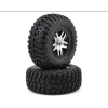 TRA6873X Traxxas Tires & Wheels, Assembled, Glued (S1 Ultra-soft Off-road Racing Compound) (SCT Split-Spoke Satin Chrome, Black Beadlock Style Wheels, BFG Mud-Terrain Tires, Foam Inserts) (2) (4WD Front/rear, 2WD Rear Only)