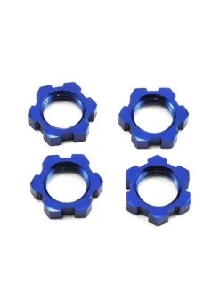 TRA7758 Traxxas Wheel Nuts, Splined, 17mm, Serrated (blue-anodized) (4)