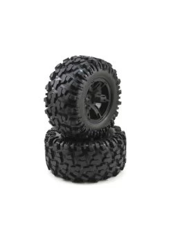 TRA7772X Traxxas Tires & Wheels, Assembled, Glued (X-Maxx Black Wheels, Maxx AT Tires, Foam Inserts) (left & Right) (2)