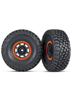 TRA8472 Traxxas Tires And Wheels, Assembled, Glued (Desert Racer Wheels, Black With Orange Beadlock, BFGoodrich Baja KR3 Tires) (2)