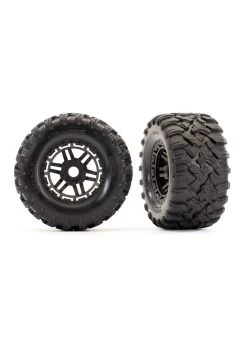 TRA8972 Traxxas Tires & Wheels, Assembled, Glued (black Wheels, Maxx All-Terrain Tires, Foam Inserts) (2) (17mm Splined) (TSM Rated)