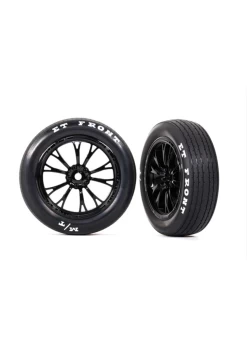 TRA9474 Traxxas Tires & Wheels, Assembled, Glued (Weld Gloss Black Wheels, Tires, Foam Inserts) (front) (2)