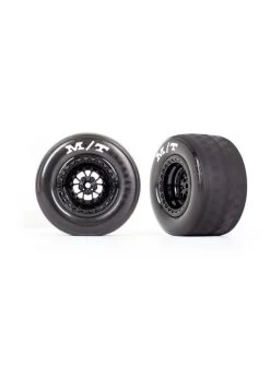 TRA9475 Traxxas Tires & Wheels, Assembled, Glued (Weld Gloss Black Wheels, Tires, Foam Inserts) (rear) (2)